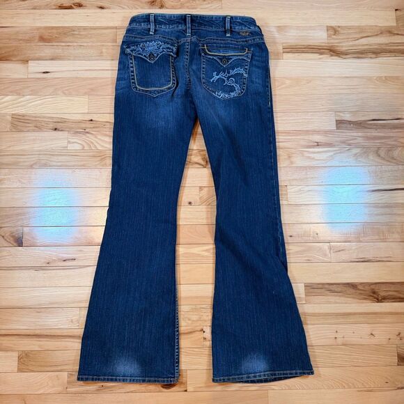 VTG Y2K Silver Jeans Belle Star Flare Low Rise Denim Jeans 31/33 Western Glove - Picture 2 of 12